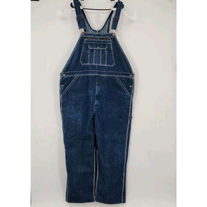 Mens Real Work Wear Denim Bib Overalls Relaxed Fit Blue 44W 30L Outdoor Mechanic